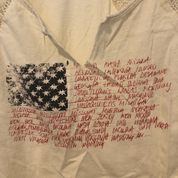 3/$15 Others follow American flag the state’s names v-neck patriotic lace tank - Picture 2 of 8